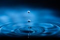 abstract background of blue water splash falling drop on liquid wave Royalty Free Stock Photo