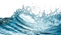 Abstract background with blue water waves, splashes and drops isolated on transparent background. Royalty Free Stock Photo