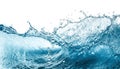 Abstract background with blue water waves, splashes and drops isolated on transparent background. Royalty Free Stock Photo