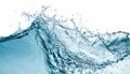 Abstract background with blue water waves, splashes and drops isolated on transparent background. Royalty Free Stock Photo