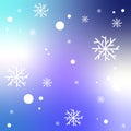 abstract background of blue, white, gray-blue flowers with a shade of pink with snowflakes