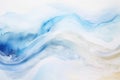 Abstract background with blue and white watercolor painting on white paper. Sea vawes background with copy space