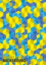 Abstract background. Blue and yellow isometric cubes with patter Royalty Free Stock Photo