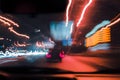 Abstract background blurred colored marks from fast moving cars night Royalty Free Stock Photo