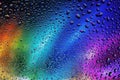 Abstract Background with Blurred Purple and Blue Raindrops on Glass Royalty Free Stock Photo