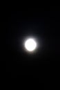 Abstract background. Blurred shiny full white moon against the background of black sky