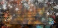 Abstract background with bokeh defocused lights and christmas garland frames with snowflakes. Template with copy space Royalty Free Stock Photo