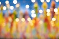 Abstract background with bokeh of lantern lights at night. Popular lantern festival during Loy Krathong in northern Thailand Royalty Free Stock Photo