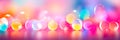 abstract background with bokeh lights in rainbow colors, celebrating diversity and positivity.
