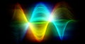 Abstract background of bright beautiful multi-colored rainbow lights glowing iridescent energy magic stripes Royalty Free Stock Photo