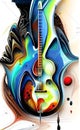 abstract background in bright colors with a guitar2 Royalty Free Stock Photo