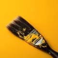 abstract background brush in paint on yellow background .free space for text