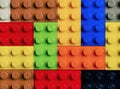 Abstract background of buildings toys colorful blocks of lego brand bricks