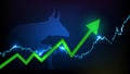 Background of bull or bullish stock market exchange graph up, investment trading vector design