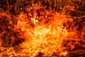 Abstract background of burning coals of fire with sparks Royalty Free Stock Photo
