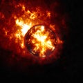 Abstract background of burning planet or sun. Apocalypse. Exploding planet Royalty Free Stock Photo