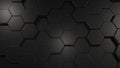 Abstract background of carbon hexagons. Polygonal dark surface. The concept of futuristic technology. Geometric data. 3d rendering Royalty Free Stock Photo