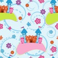 Abstract background with cartoon castle