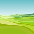 Abstract background of cartoon green fields under a blue sky Royalty Free Stock Photo