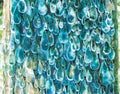 Abstract background, ceramic glazed surface in the form of water drops, raindrops, blue cyan, texture structure background