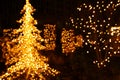 Abstract background of christmas blurred defocused bokeh street lights Royalty Free Stock Photo