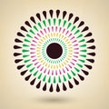 Abstract background, circle radial pattern in black, green, pink and yellow Royalty Free Stock Photo