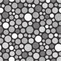 Abstract background with circles. Black and white grainy design. Stippling effect. Vector illustration. Pointillism pattern