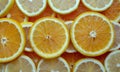 Abstract background with citrus fruit of orange and lemon slices. Studio photography Royalty Free Stock Photo