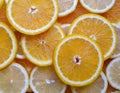 Abstract background with citrus fruit of orange and lemon slices. Studio photography Royalty Free Stock Photo