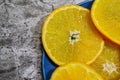 Abstract background with citrus-fruit of orange slices. Close-up. Studio photography Royalty Free Stock Photo