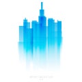 Abstract background with city silhouette. Buildings icon.