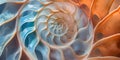abstract background,close-up of the shell of a marine nautilus,spiral pattern in delicate pastel colors,graphic and web design Royalty Free Stock Photo