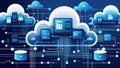 abstract background of cloud computing technology, with digital clouds illustration Royalty Free Stock Photo