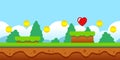 Vector illustration seamless game scene with coins and heart