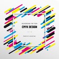 Abstract background from CMYK colors with frame for your text Royalty Free Stock Photo