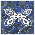 Abstract background collage of scraps of paper with the image of a butterfly. Design of prints, packages, patterns, wrappers,