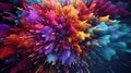 Powder Explosion Speed Motion Yellow Blue Radial Abstract.AI generated image Royalty Free Stock Photo