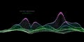 Abstract background color graph from points and wavy curve lines. Technology wireframe concept virtual data curve. Banner for
