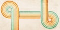 Abstract background of color lines in 70s Retro style. Vintage colourful stripes banner for Postcard, Social Media