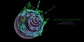 Abstract background with color wireframe sphere. Big data. Polygonal concept for science and technology. Business, technology and