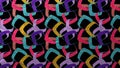 Abstract background of colored engraved bumpy squares pattern over black background