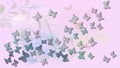 Abstract background with colored flying butterflies