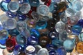 Colored glass gems and polished stones