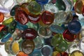 Colored glass gems and polished stones