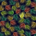 Abstract background with colored palm leaves.