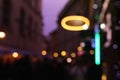 abstract background of colorful blurred defocused bokeh street lights. motion and nightlife concept Royalty Free Stock Photo