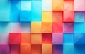 Abstract background with colorful cubes are stacked on top of each other, rainbow gradient color, render. Generative AI Royalty Free Stock Photo