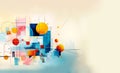 colorful geometric objects on light background