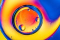 Abstract background with colorful gradient colors. Oil drops in water abstract psychedelic pattern image. Blue orange yellow color Royalty Free Stock Photo