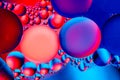 Abstract background with colorful gradient colors. Oil drops in water abstract psychedelic pattern image. Blue red colored